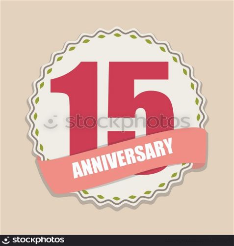 Cute Template 15 Years Anniversary Sign Vector Illustration EPS10. Cute Template 15 Years Anniversary Sign Vector Illustration