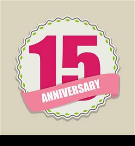 Cute Template 15 Years Anniversary Sign Vector Illustration EPS10. Cute Template 15 Years Anniversary Sign Vector Illustration