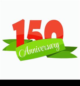 Cute Template 150 Years Anniversary Sign Vector Illustration EPS10. Cute Template 150 Years Anniversary Sign Vector Illustration