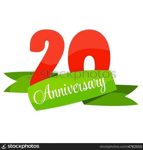 Cute Template 20 Years Anniversary Sign Vector Illustration EPS10. Cute Template 20 Years Anniversary Sign Vector Illustration