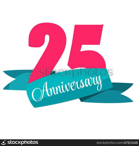 Cute Template 25 Years Anniversary Sign Vector Illustration EPS10. Cute Template 25 Years Anniversary Sign Vector Illustration