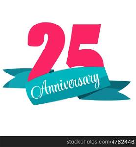 Cute Template 25 Years Anniversary Sign Vector Illustration EPS10. Cute Template 25 Years Anniversary Sign Vector Illustration
