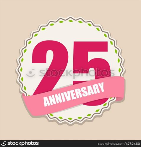 Cute Template 25 Years Anniversary Sign Vector Illustration EPS10. Cute Template 25 Years Anniversary Sign Vector Illustration