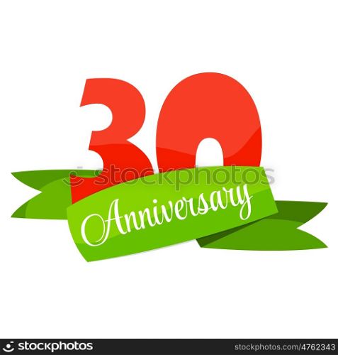 Cute Template 30 Years Anniversary Sign Vector Illustration EPS10. Cute Template 30 Years Anniversary Sign Vector Illustration
