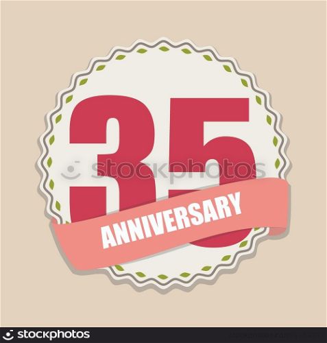Cute Template 35 Years Anniversary Sign Vector Illustration EPS10. Cute Template 35 Years Anniversary Sign Vector Illustration