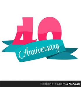 Cute Template 40 Years Anniversary Sign Vector Illustration EPS10. Cute Template 40 Years Anniversary Sign Vector Illustration
