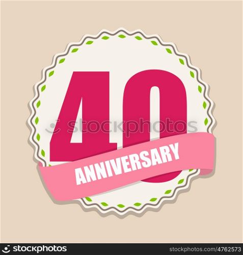 Cute Template 40 Years Anniversary Sign Vector Illustration EPS10. Cute Template 40 Years Anniversary Sign Vector Illustration
