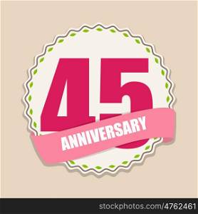 Cute Template 45 Years Anniversary Sign Vector Illustration EPS10. Cute Template 45 Years Anniversary Sign Vector Illustration
