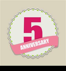 Cute Template 5 Years Anniversary Sign Vector Illustration EPS10. Cute Template 5 Years Anniversary Sign Vector Illustration