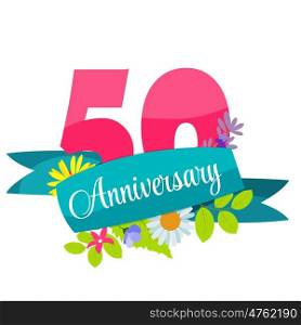 Cute Template 50 Years Anniversary Sign Vector Illustration EPS10. Cute Template 50 Years Anniversary Sign Vector Illustration