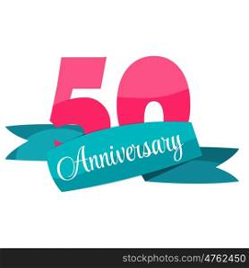 Cute Template 50 Years Anniversary Sign Vector Illustration EPS10. Cute Template 50 Years Anniversary Sign Vector Illustration