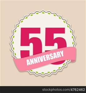 Cute Template 55 Years Anniversary Sign Vector Illustration EPS10. Cute Template 55 Years Anniversary Sign Vector Illustration