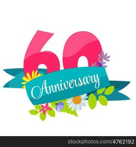 Cute Template 60 Years Anniversary Sign Vector Illustration EPS10. Cute Template 60 Years Anniversary Sign Vector Illustration