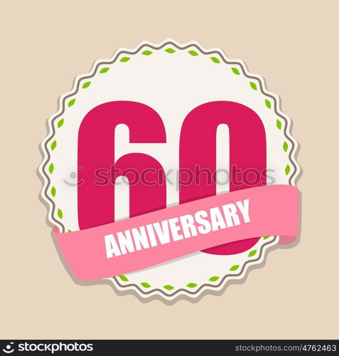 Cute Template 60 Years Anniversary Sign Vector Illustration EPS10. Cute Template 60 Years Anniversary Sign Vector Illustration