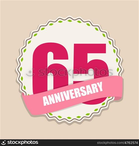 Cute Template 65 Years Anniversary Sign Vector Illustration EPS10. Cute Template 65 Years Anniversary Sign Vector Illustration