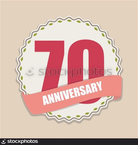 Cute Template 70 Years Anniversary Sign Vector Illustration EPS10. Cute Template 70 Years Anniversary Sign Vector Illustration