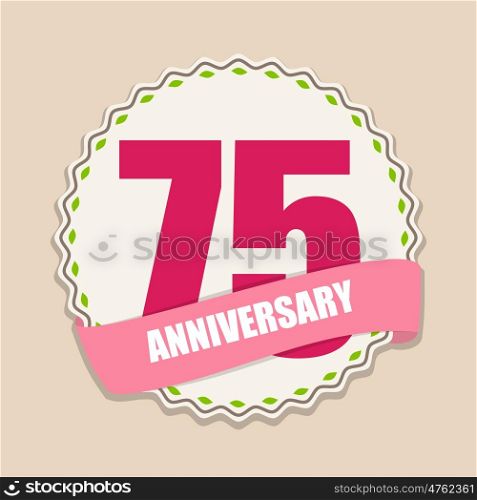 Cute Template 75 Years Anniversary Sign Vector Illustration EPS10. Cute Template 75 Years Anniversary Sign Vector Illustration