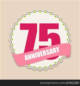 Cute Template 75 Years Anniversary Sign Vector Illustration EPS10. Cute Template 75 Years Anniversary Sign Vector Illustration