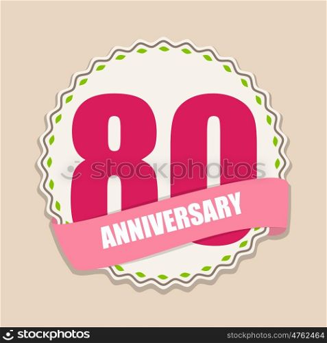 Cute Template 80 Years Anniversary Sign Vector Illustration EPS10. Cute Template 80 Years Anniversary Sign Vector Illustration