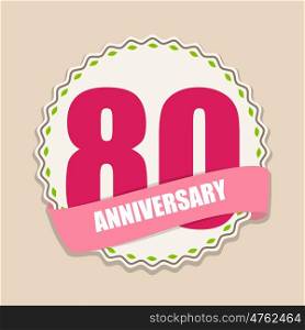 Cute Template 80 Years Anniversary Sign Vector Illustration EPS10. Cute Template 80 Years Anniversary Sign Vector Illustration