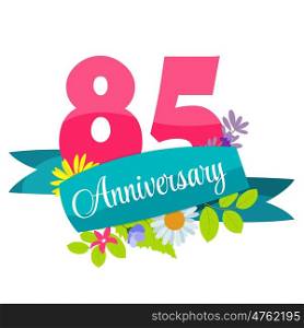 Cute Template 85 Years Anniversary Sign Vector Illustration EPS10. Cute Template 85 Years Anniversary Sign Vector Illustration