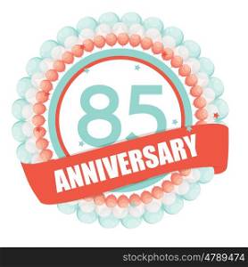 Cute Template 85 Years Anniversary with Balloons and Ribbon Vector Illustration EPS10. Cute Template 85 Years Anniversary with Balloons and Ribbon Vect
