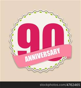 Cute Template 90 Years Anniversary Sign Vector Illustration EPS10. Cute Template 90 Years Anniversary Sign Vector Illustration