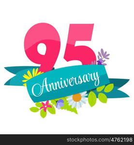 Cute Template 95 Years Anniversary Sign Vector Illustration EPS10. Cute Template 95 Years Anniversary Sign Vector Illustration