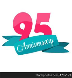 Cute Template 95 Years Anniversary Sign Vector Illustration EPS10. Cute Template 95 Years Anniversary Sign Vector Illustration