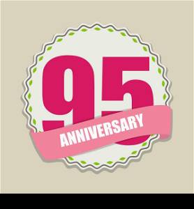 Cute Template 95 Years Anniversary Sign Vector Illustration EPS10. Cute Template 95 Years Anniversary Sign Vector Illustration