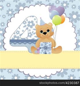 Cute template for baby birthday card