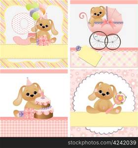 Cute templates set for baby arrival announcement card