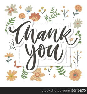 Cute Thank You Script Card. Cute Thank You Script Card Flowers Letter text