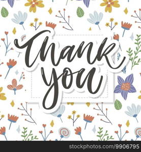 Cute Thank You Script Card. Cute Thank You Script Card Flowers Letter text