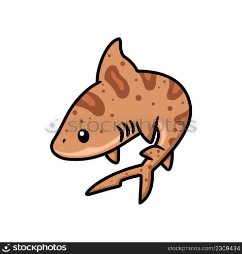 Cute tiger shark cartoon swimming