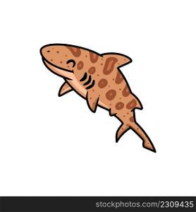 Cute tiger shark cartoon swimming