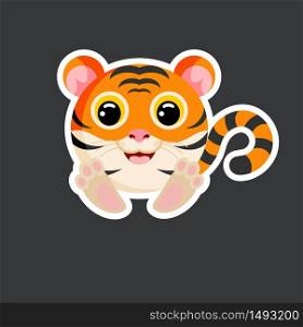 cute tiger sticker template in flat vector style