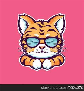 Cute tiger with sun glasses