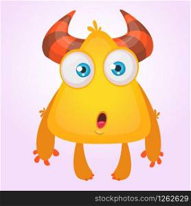 Cute tiny cartoon monster. Vector illustration of orange monster character