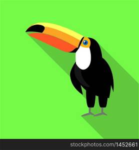 Cute toucan icon. Flat illustration of cute toucan vector icon for web design. Cute toucan icon, flat style