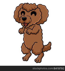 Cute toy poodle dog cartoon standing