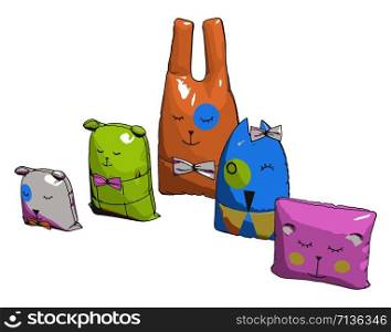 Cute toys, illustration, vector on white background.
