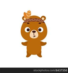 Cute tribal bear. Wild and free. Cartoon animal character for kids t-shirts, nursery decoration, baby shower, greeting card, invitation, house interior. Vector stock illustration