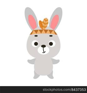 Cute tribal bunny. Wild and free. Cartoon animal character for kids t-shirts, nursery decoration, baby shower, greeting card, invitation, house interior. Vector stock illustration