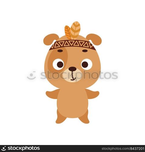 Cute tribal dog. Wild and free. Cartoon animal character for kids t-shirts, nursery decoration, baby shower, greeting card, invitation, house interior. Vector stock illustration