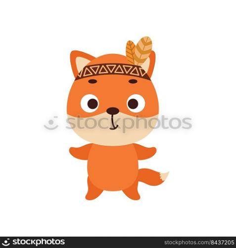 Cute tribal fox. Wild and free. Cartoon animal character for kids t-shirts, nursery decoration, baby shower, greeting card, invitation, house interior. Vector stock illustration