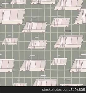 Cute trolleybus seamless pattern. City transport wallpaper. Kids electric vehicle background. Simple design for fabric, textile print, wrapping, cover, surface. Cute trolleybus seamless pattern. City transport wallpaper. Kids electric vehicle background