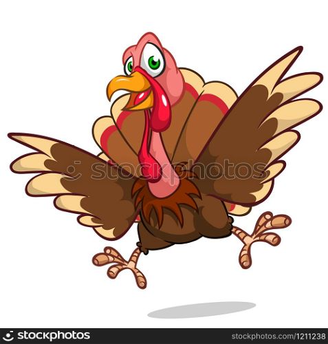 Cute turkey cartoon. Thanksgiving symbol. Vector illustration isolated on white background