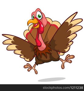 Cute turkey cartoon. Thanksgiving symbol. Vector illustration isolated on white background