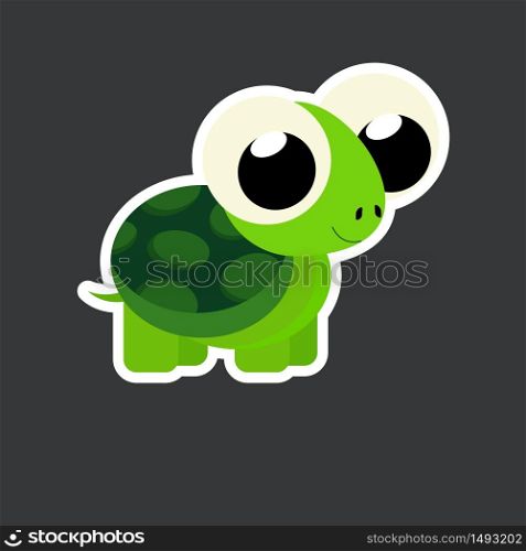 cute turtle sticker template in flat vector style